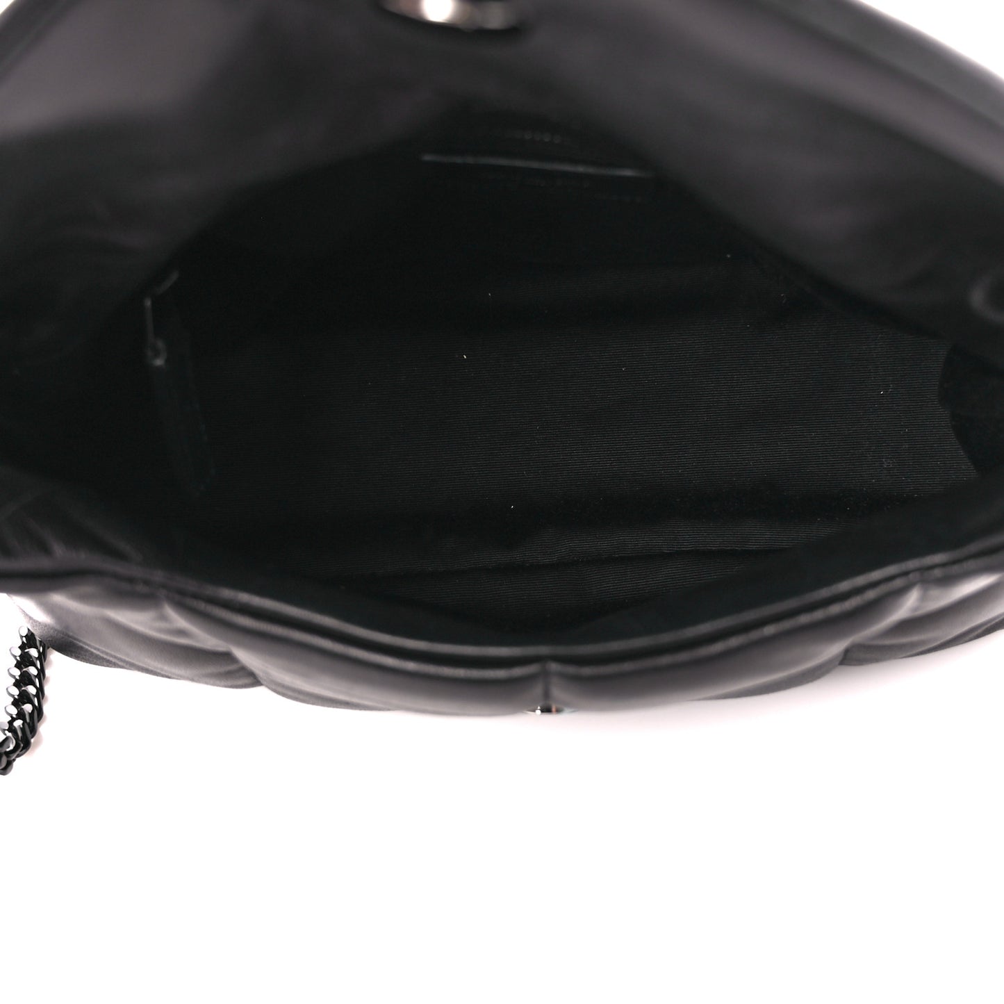 Lambskin Quilted Monogram Monochrome Small Loulou Puffer Chain Satchel Black