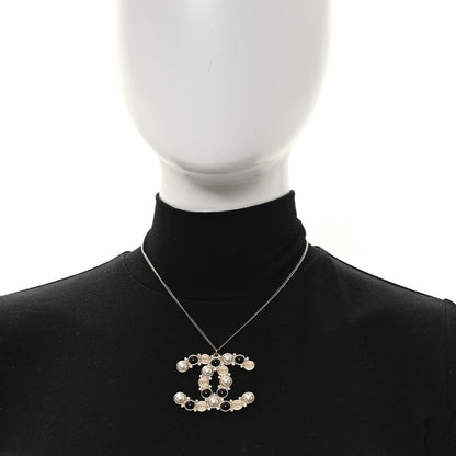 Chanel Crystal Pearl CC Chain Necklace Gold Black 2 of 4