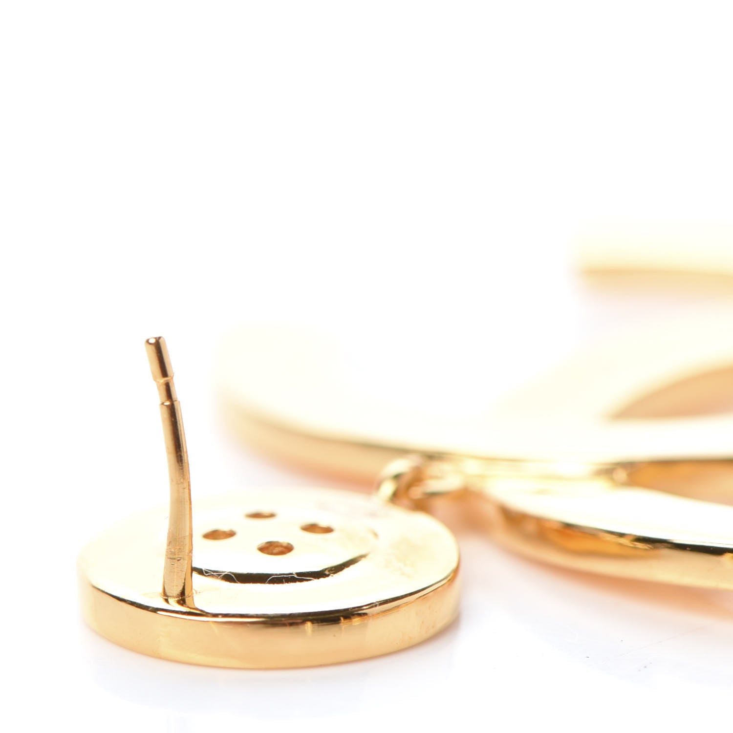 Chanel Metal Large Paris Button Earrings Gold 5 of 6