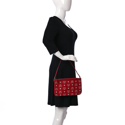 MCM Visetos Anya Shopper Tote Pouch Red 2 of 10