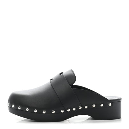 Hermes Calfskin Calya Mules 37 Black 1 of 7