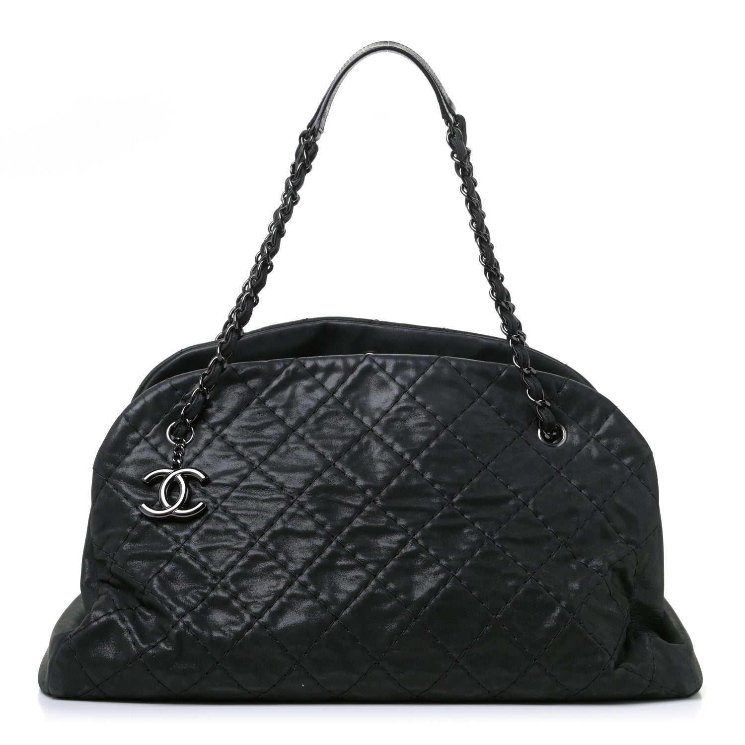 Chanel Iridescent Calfskin Large Just Mademoiselle Bowling Bag Black 1 of 13