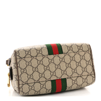 Gucci GG Supreme Monogram Textured Dollar Calfskin Web Mini Ophidia Top Handle Bag Beige Ebony New Acero 4 of 12