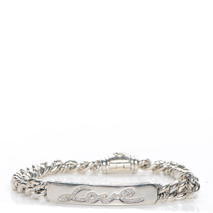 David Yurman Sterling Silver Diamond 7mm Petite Pave Curb Link Love ID Bracelet 1 of 6
