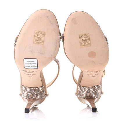 Jimmy Choo Suede Crystal Daisy 100 Sandal 38 Nude 11 of 17