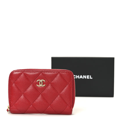 Chanel Caviar Quilted Zip Coin Purse Red 9 of 9