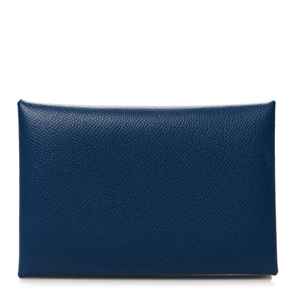 Hermes Epsom Calvi Card Case Bleu Saphir 1 of 8