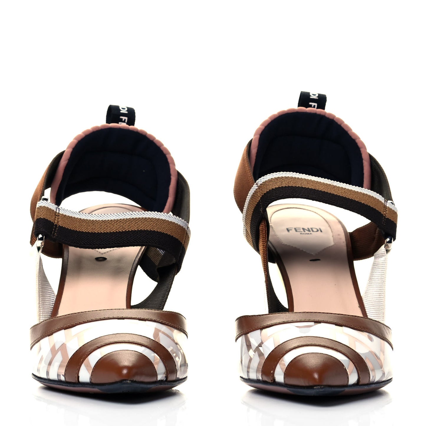 PVC Calfskin FF Colibri Slingback Mid-Heel Pumps 38.5 White Cuoio