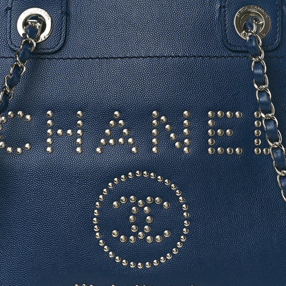 Chanel Caviar Small Studded Deauville Tote Navy 8 of 10