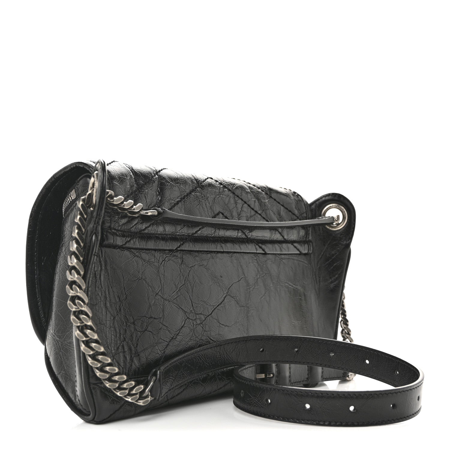 Saint Laurent Crinkled Calfskin Matelasse Monogram Niki Body Bag Black 3 of 12