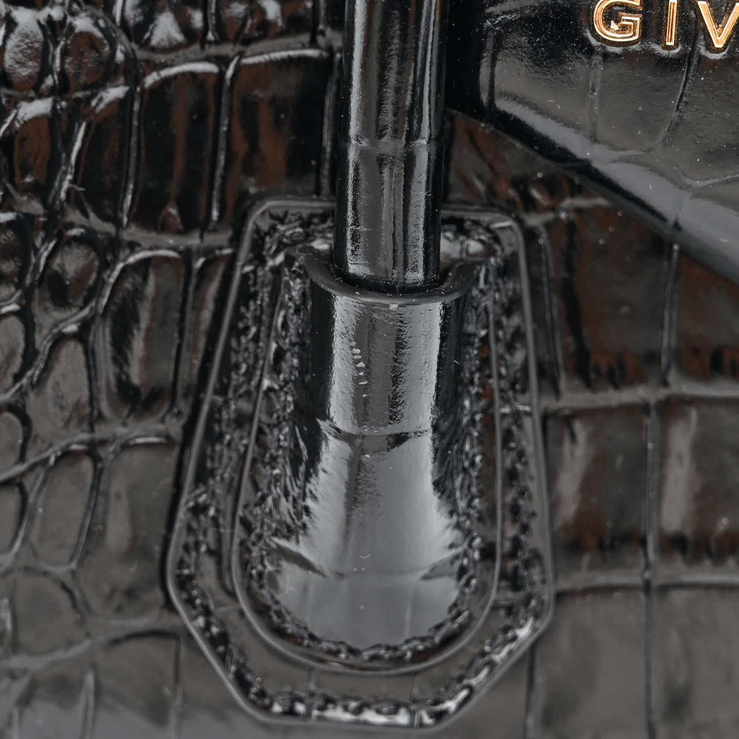 Givenchy Calfskin Crocodile Embossed Mini Antigona Black 12 of 13