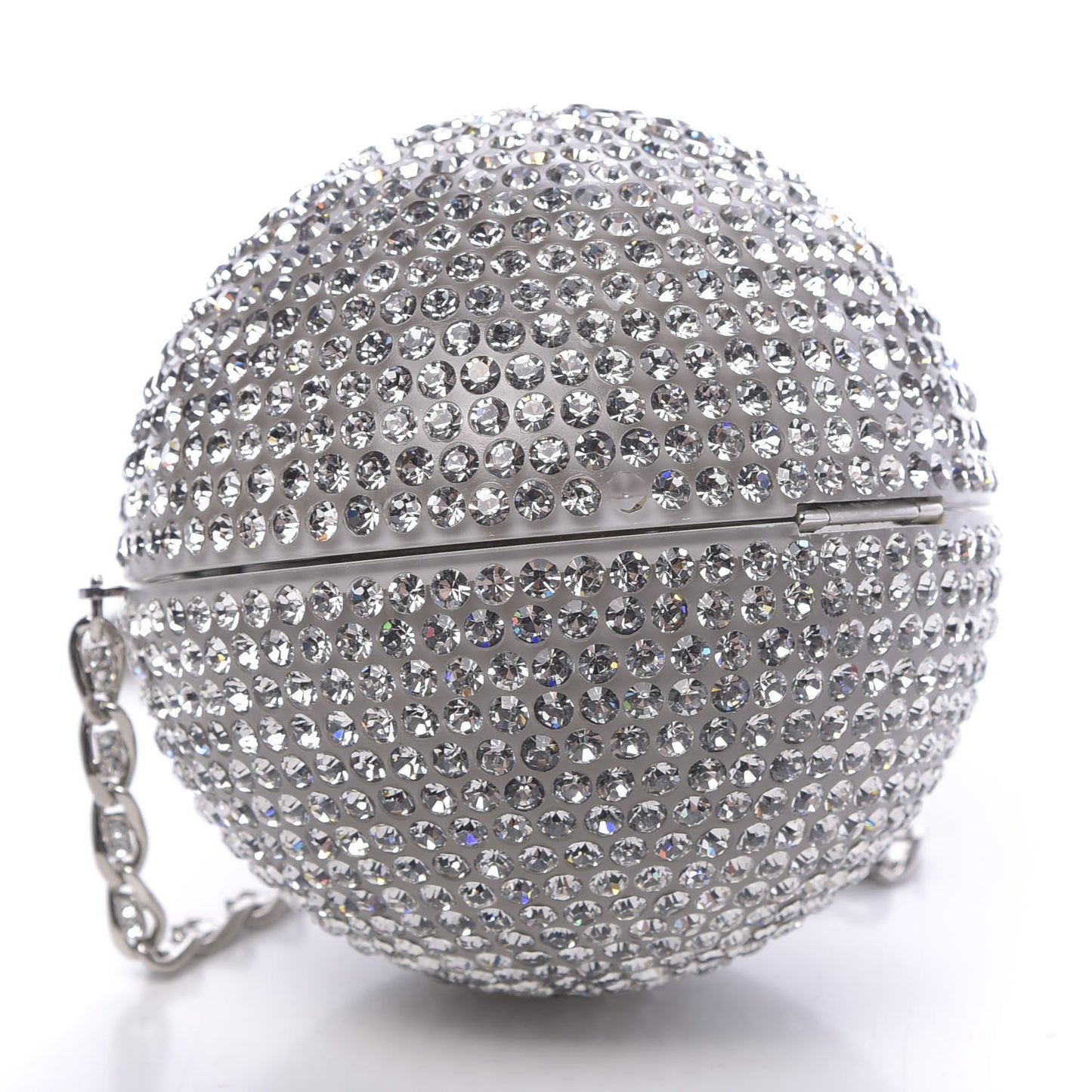 Plexiglass Strass CC Round Minaudiere Clutch Silver