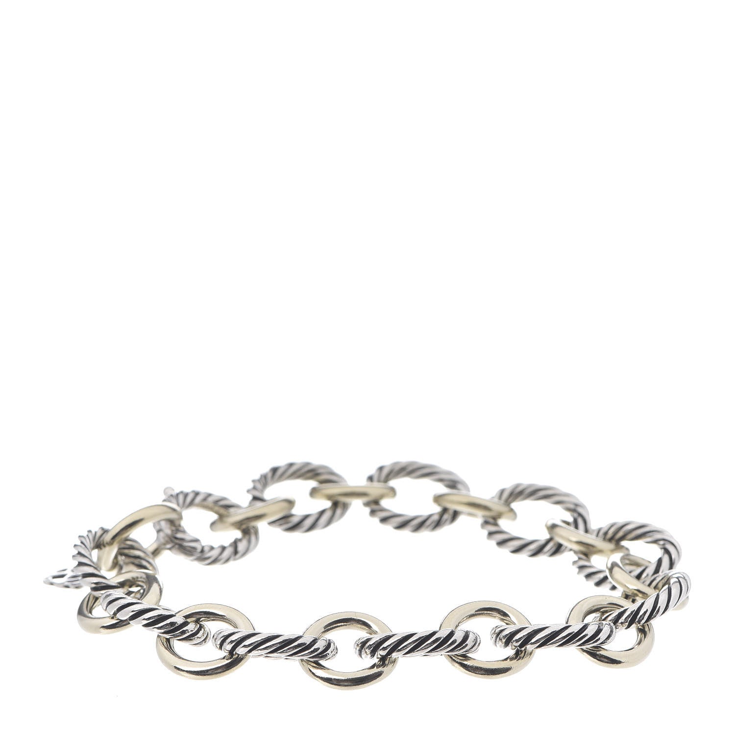 David Yurman Sterling Silver 18K Yellow Gold 12mm Large Oval Link Bracelet 1 of 4