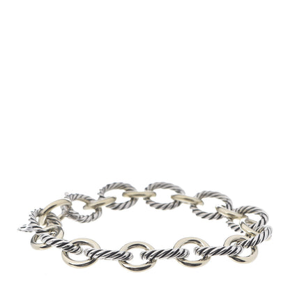David Yurman Sterling Silver 18K Yellow Gold 12mm Large Oval Link Bracelet 1 of 4