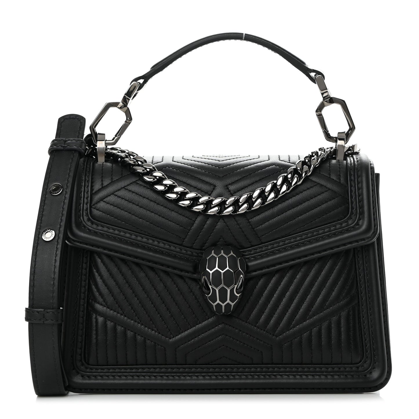 Quilted Nappa Smooth Calfskin Serpenti Forever Diamond Blast Shoulder Bag Black