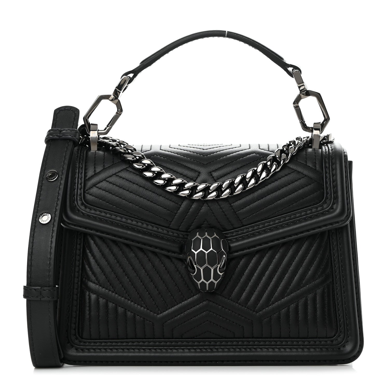 Bulgari Quilted Nappa Smooth Calfskin Serpenti Forever Diamond Blast Shoulder Bag Black 1 of 13