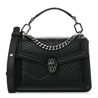 Bulgari Quilted Nappa Smooth Calfskin Serpenti Forever Diamond Blast Shoulder Bag Black 1 of 13