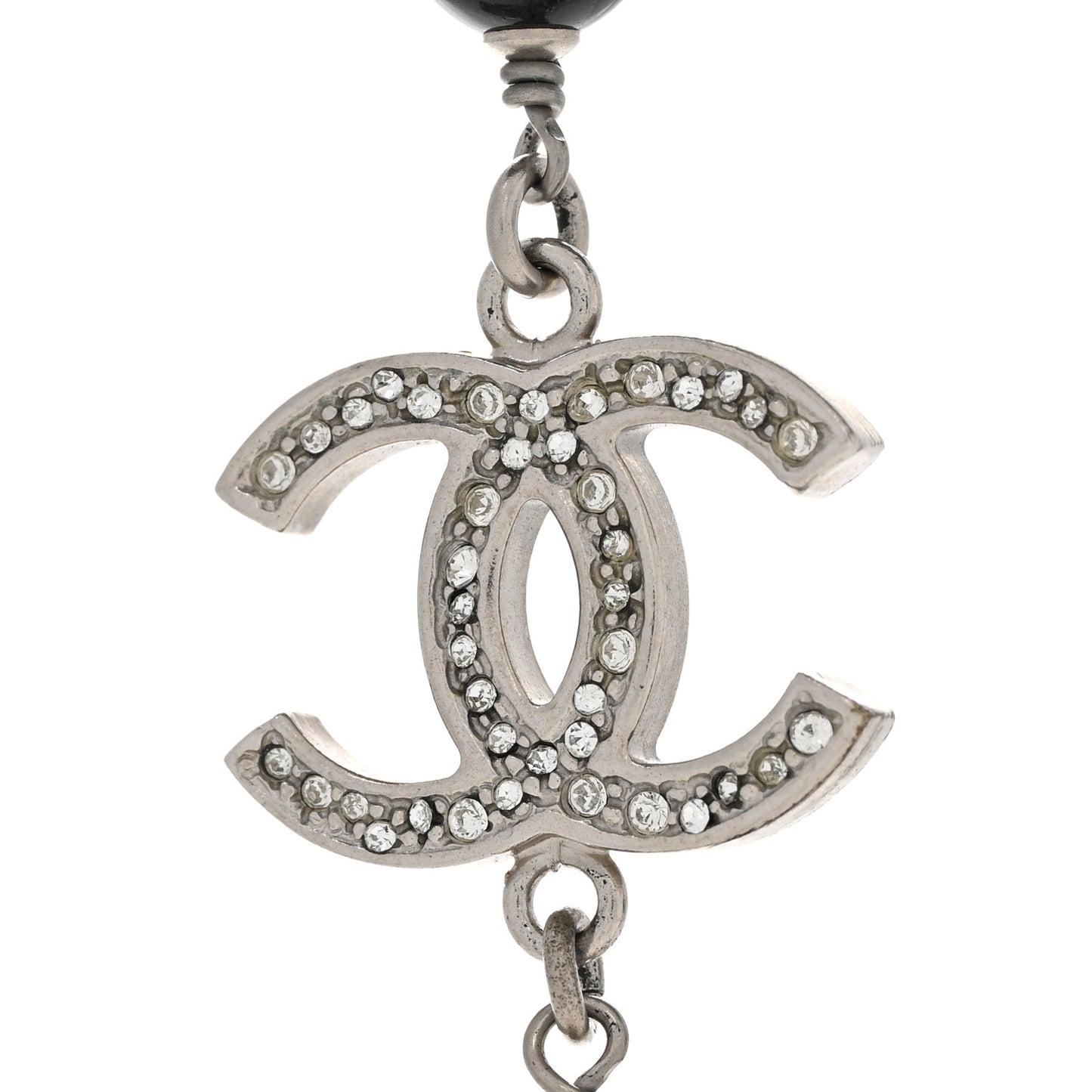 Crystal Pearl Star CC Short Necklace Silver