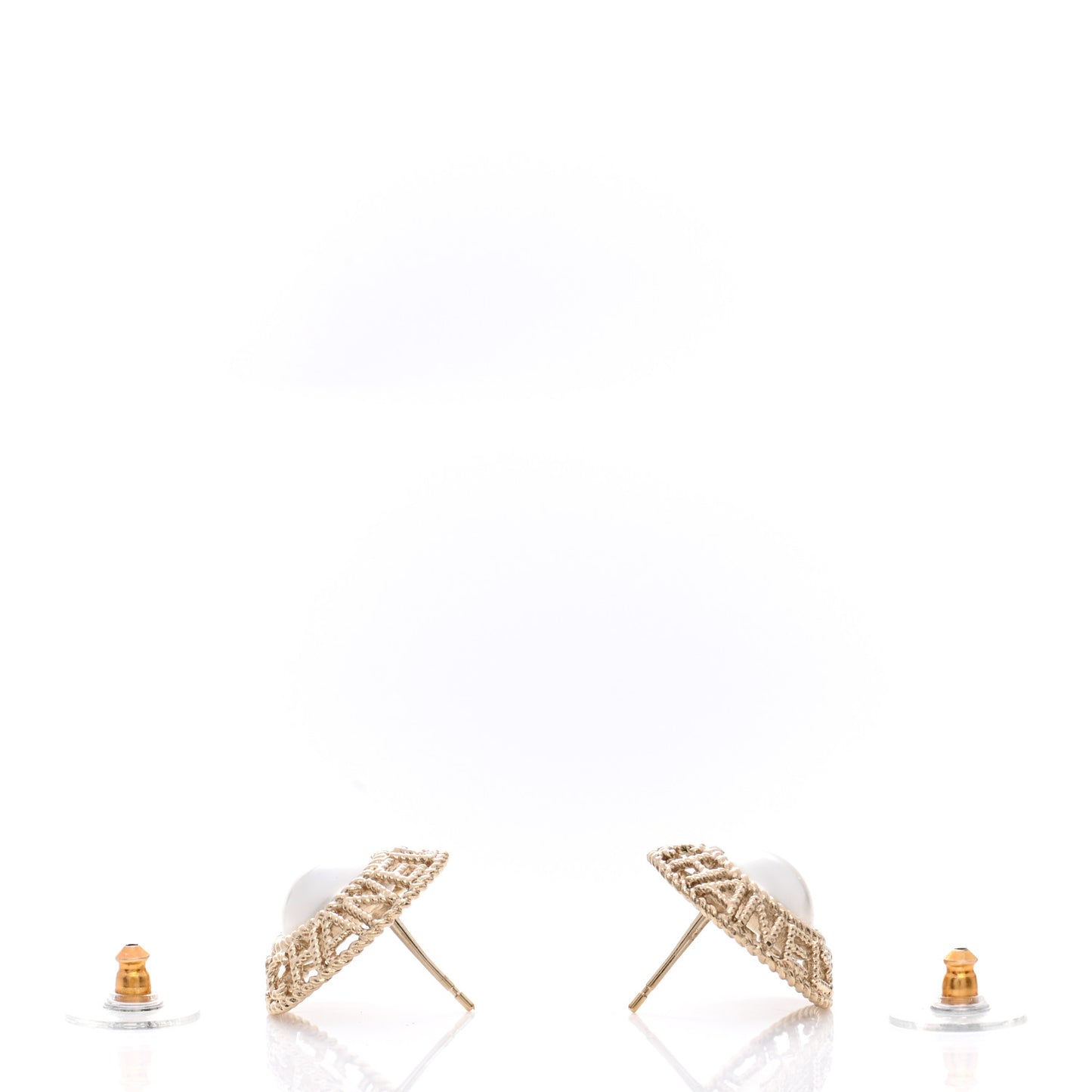 Pearl CC Round Rope Logo Earrings Gold
