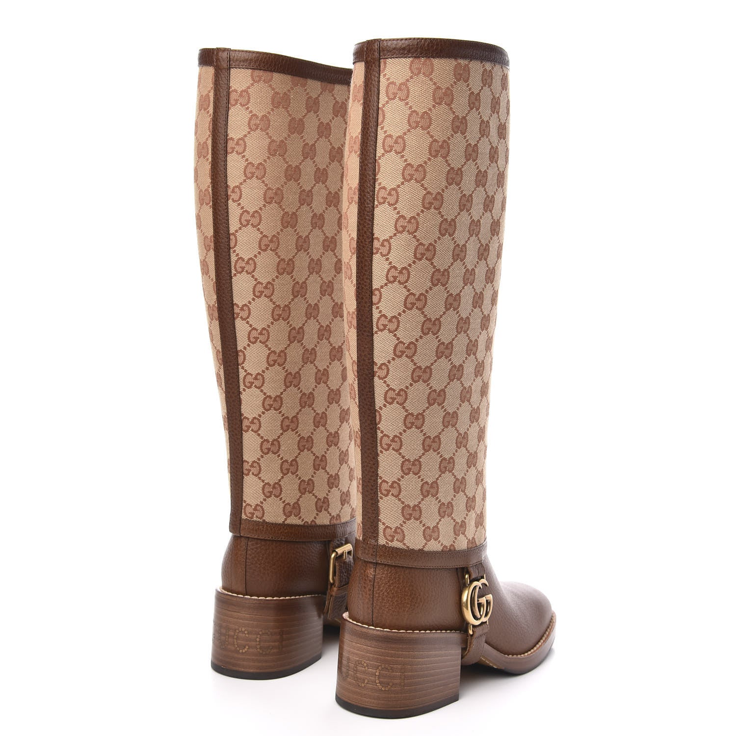 Gucci GG Monogram Calfskin Lola Tall Boots 37 Beige Ruggine Cuir 4 of 11