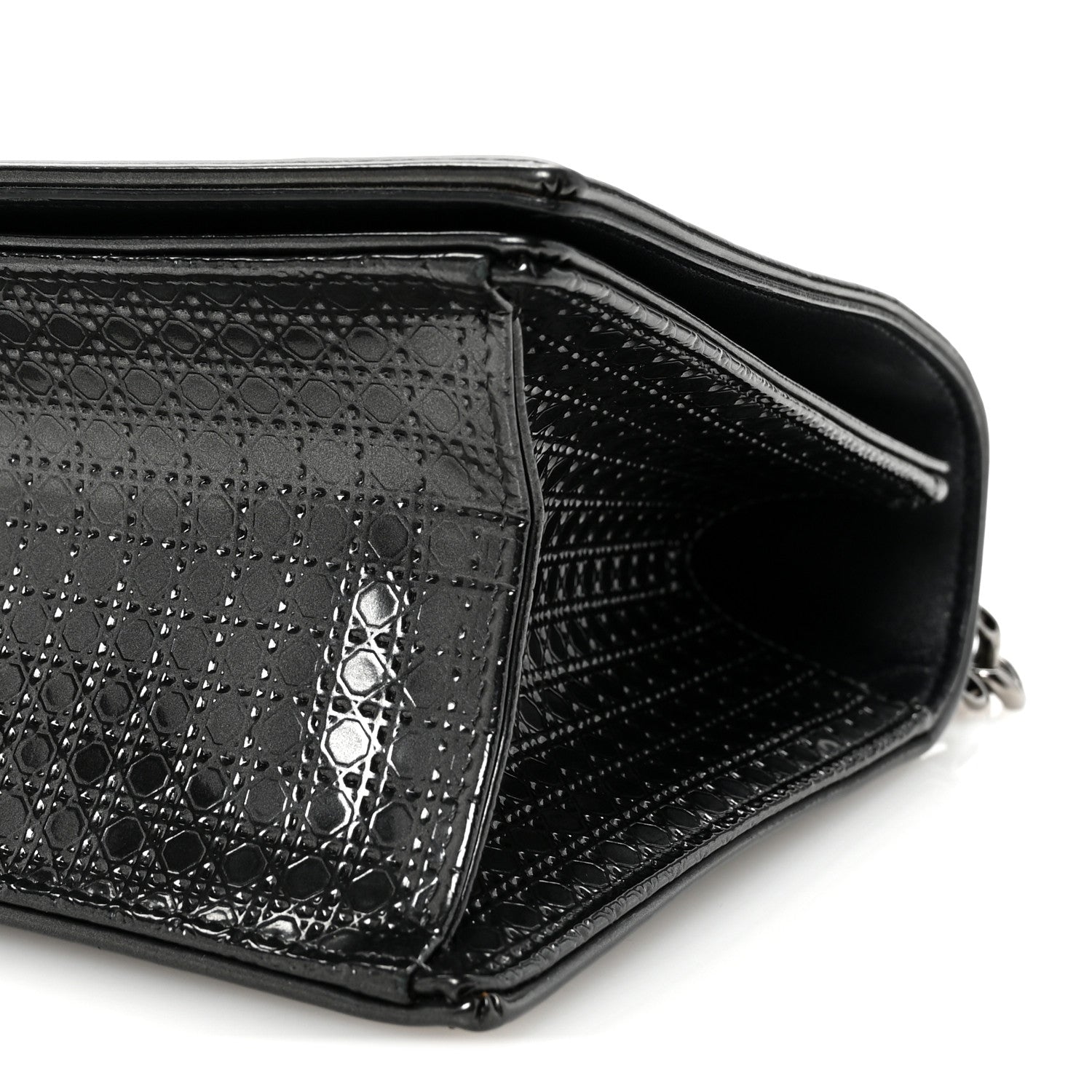 Christian Dior Metallic Patent Micro-Cannage Medium Diorama Flap Bag Onyx Black 9 of 9