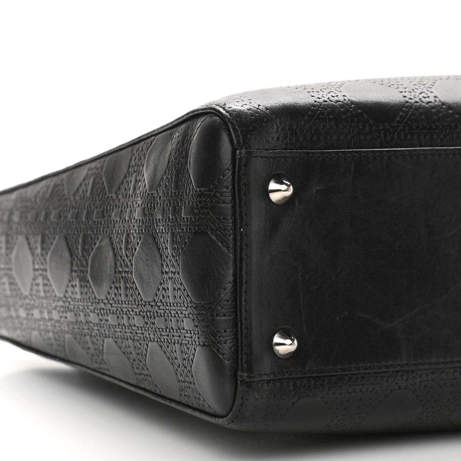 Christian Dior Lambskin Embossed Cannage Large Lady Dior Black 9 of 11