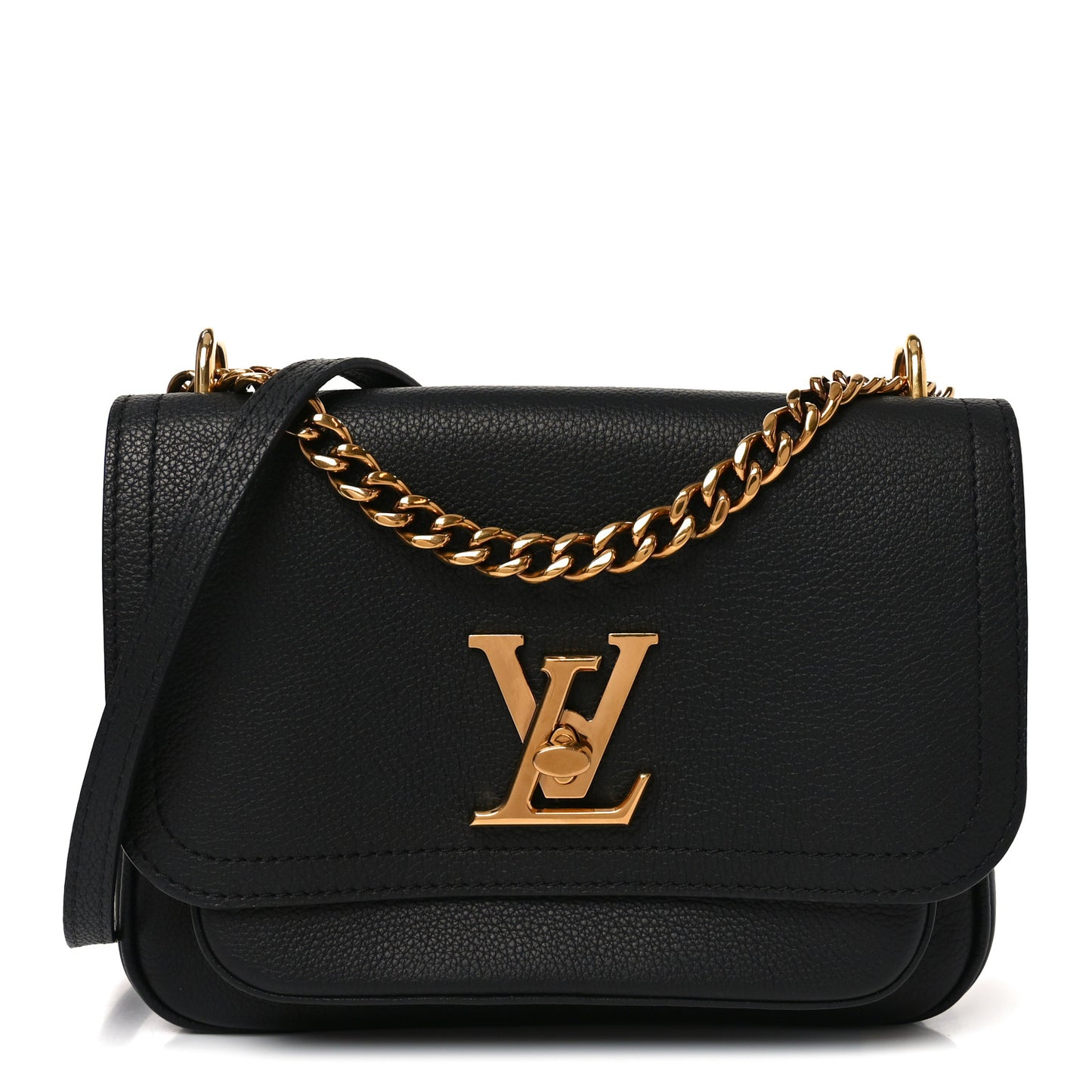 Grained Calfskin Lockme Chain Bag PM Black