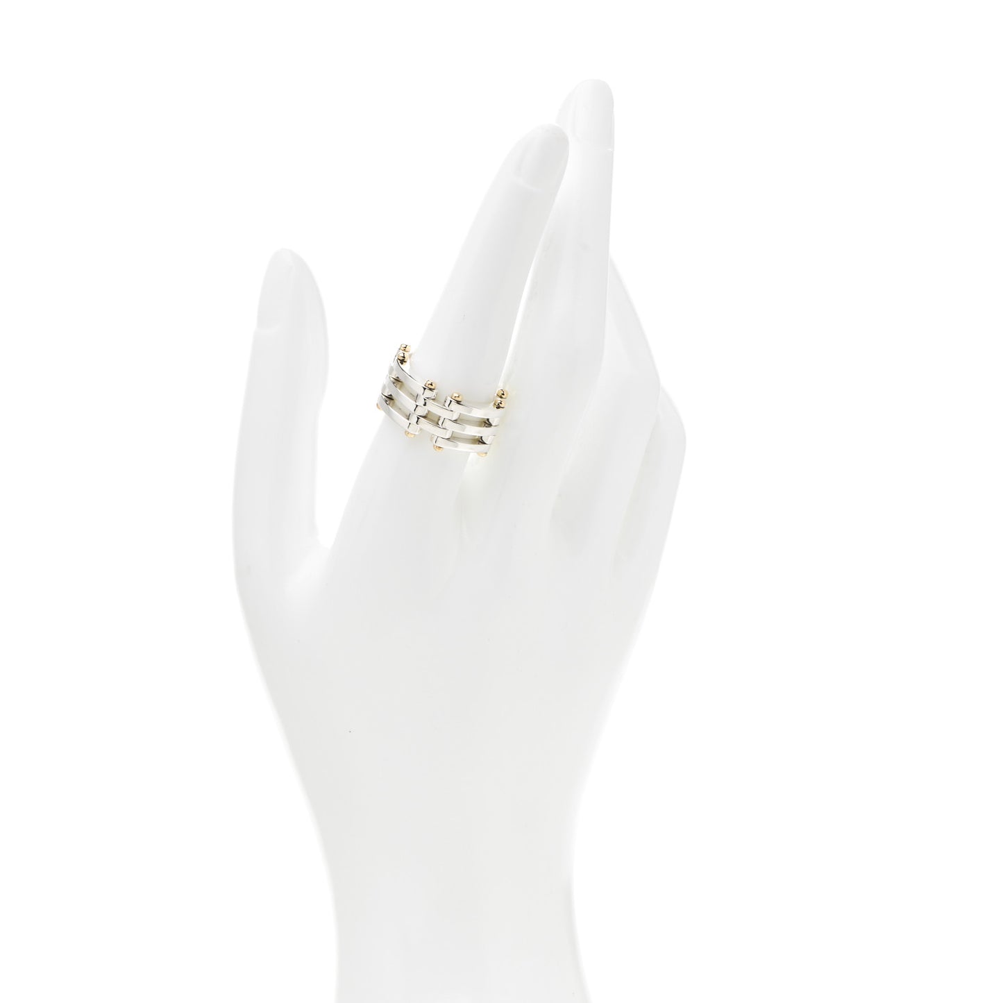 Sterling Silver 18K Yellow Gold Gatelink Ring 55 7.25