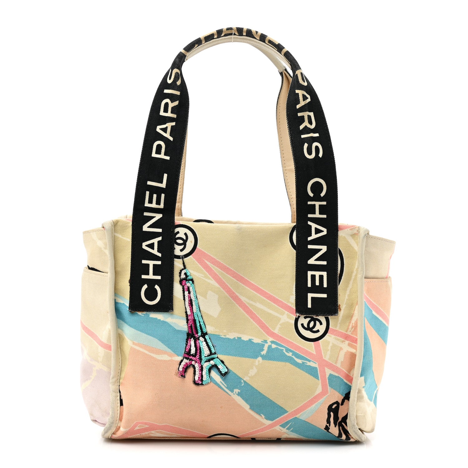 Chanel Canvas Printed Eiffel Tower Shoulder Bag 1 of 20