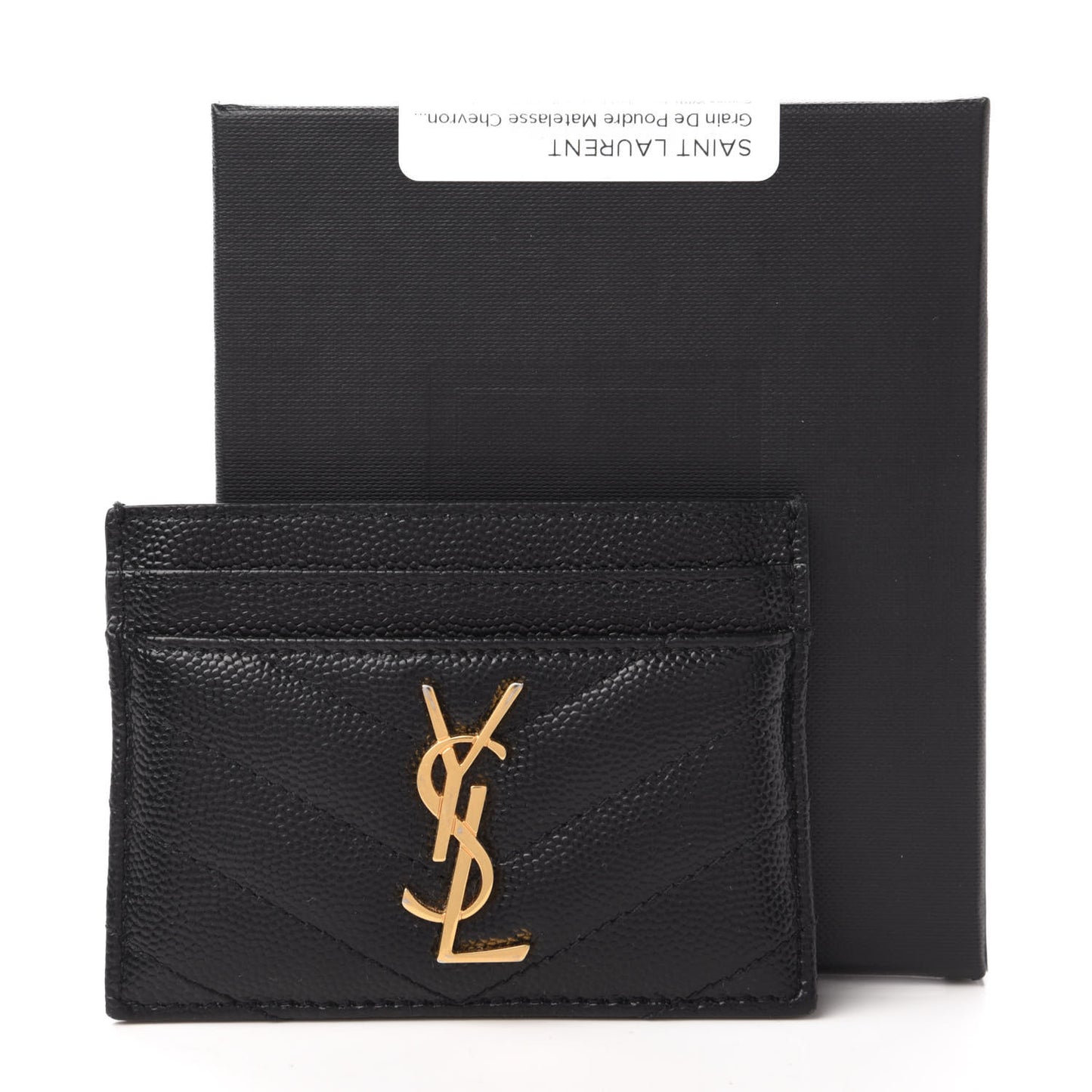 Grain De Poudre Matelasse Chevron Monogram Credit Card Case Black