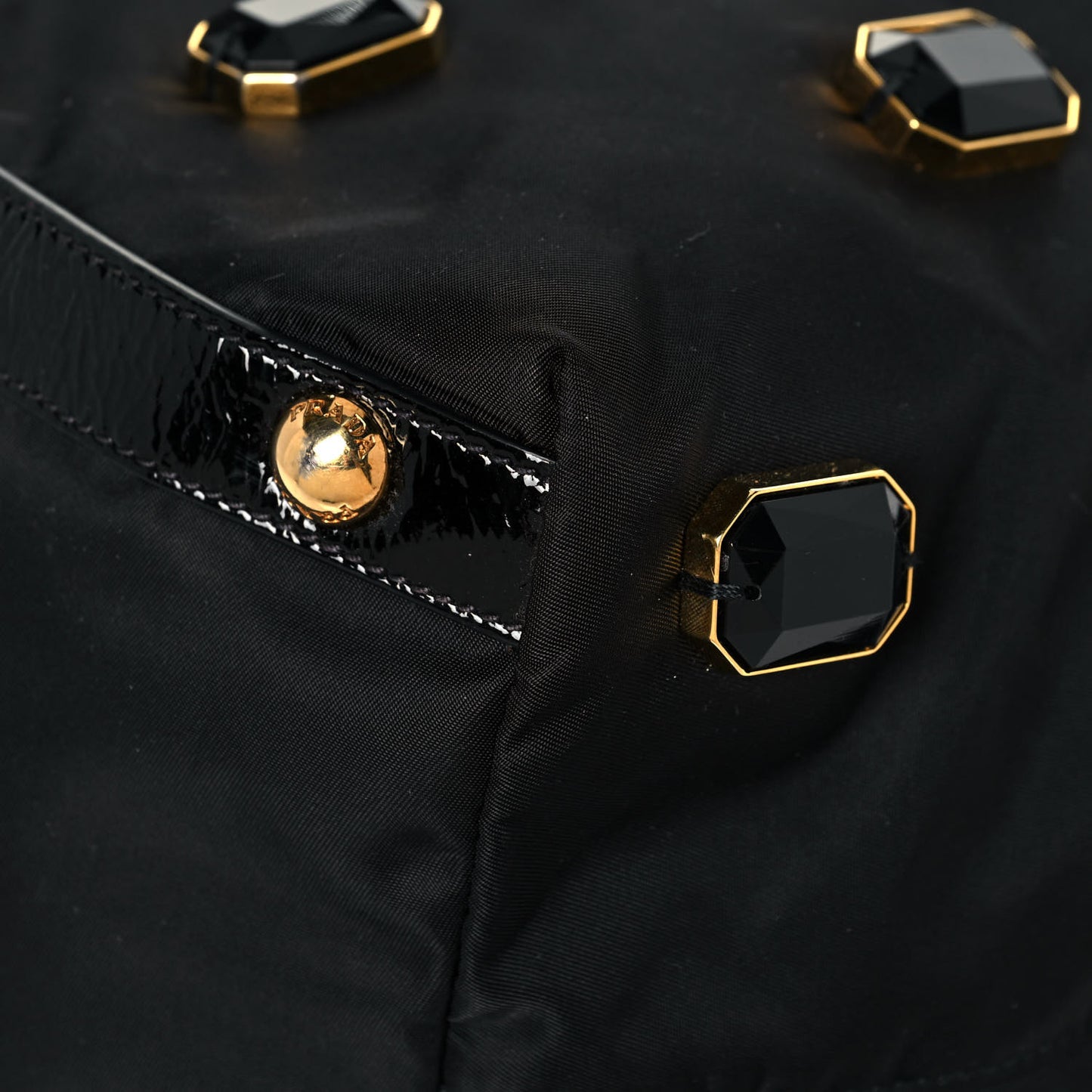 Tessuto Nylon Pietre Jeweled Tote Black