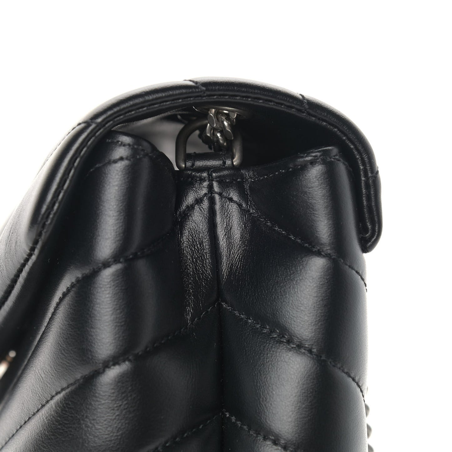 Calfskin Y Quilted Monogram Small Loulou Chain Satchel Black