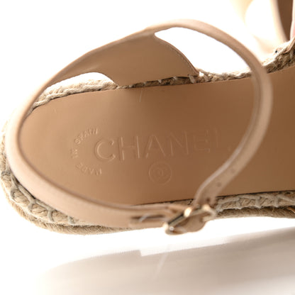 Chanel Lambskin Cap Toe CC Espadrille Sandals 36 Beige Black 7 of 15