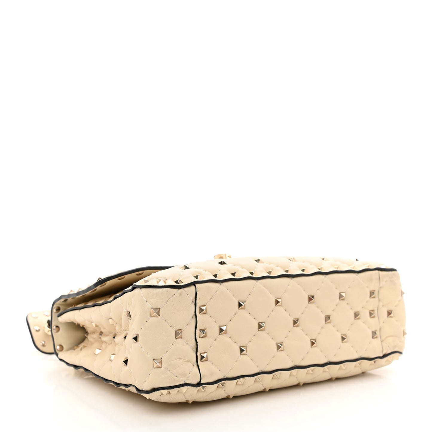 Nappa Medium Rockstud Spike Shoulder Bag Light Ivory