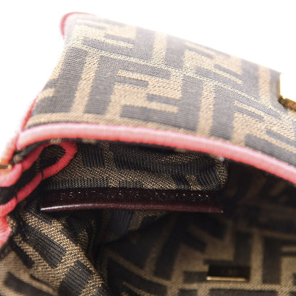 Fendi Fabric Jacquard FF 1974 Roma Armor Mini Baguette Tobacco Moro Fuxia Fluo 9 of 10