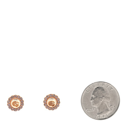 Gucci Metal Crystal Double G Flower Stud Earrings Rose Gold 2 of 5