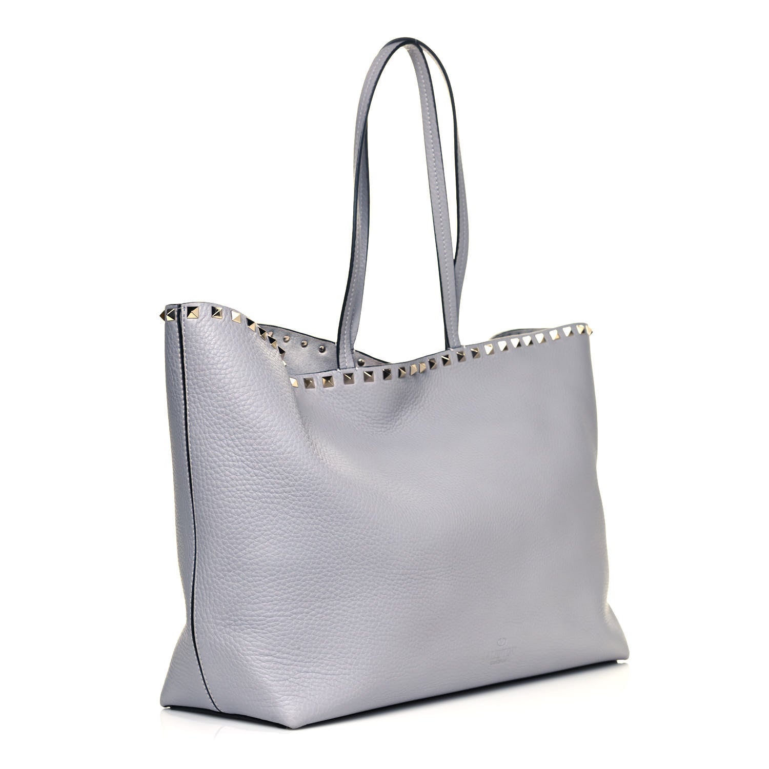 Valentino Garavani Grained Calfskin Rockstud Shoulder Tote Pastel Grey 5 of 11