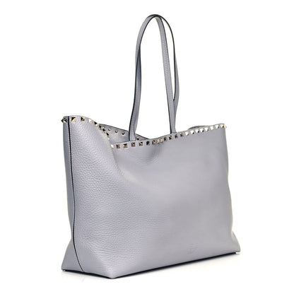 Valentino Garavani Grained Calfskin Rockstud Shoulder Tote Pastel Grey 5 of 11