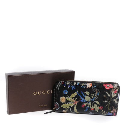 Gucci Shangai Calfskin Flora Knight Zip Around Wallet Black 5 of 8
