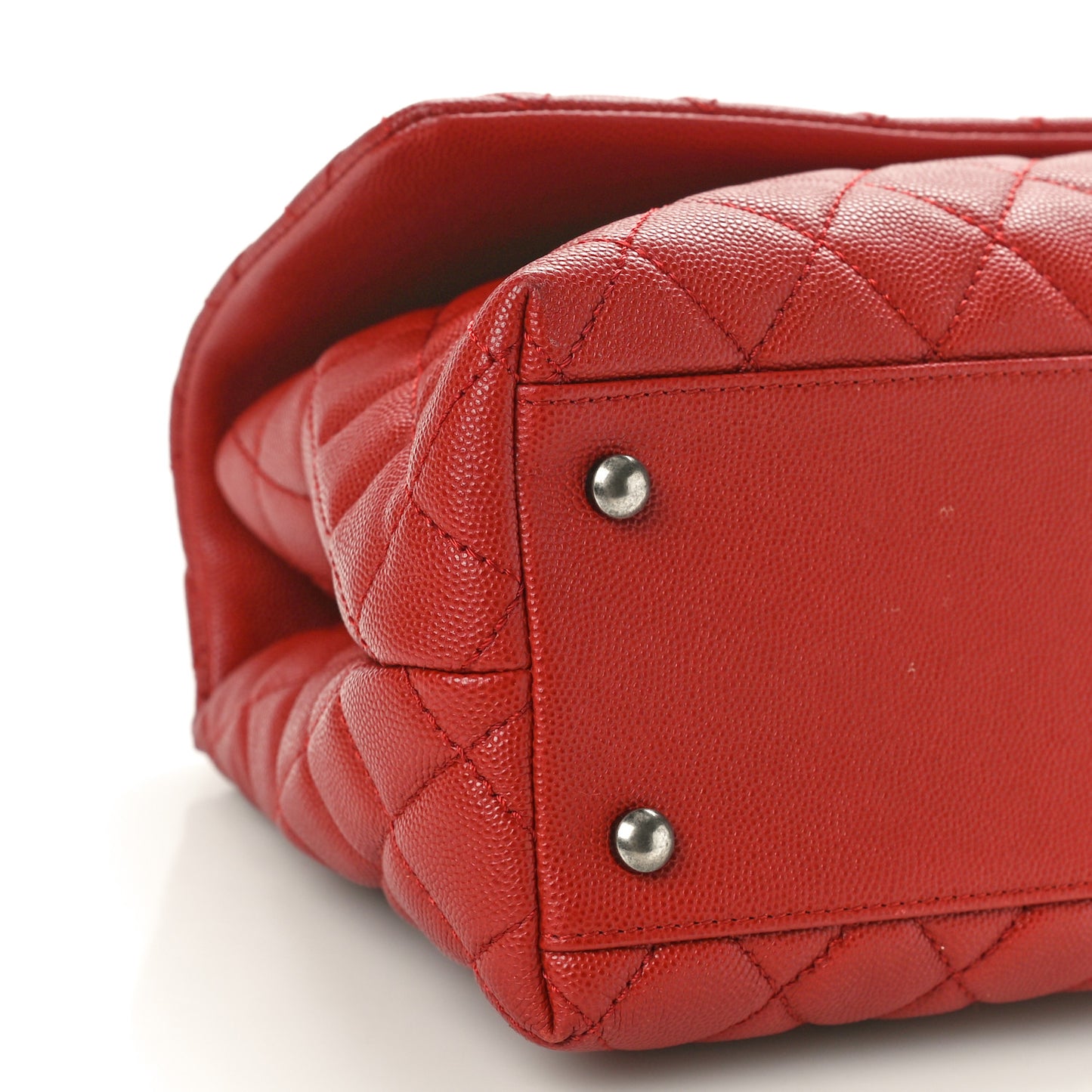 Caviar Quilted Small Coco Handle Flap Red
