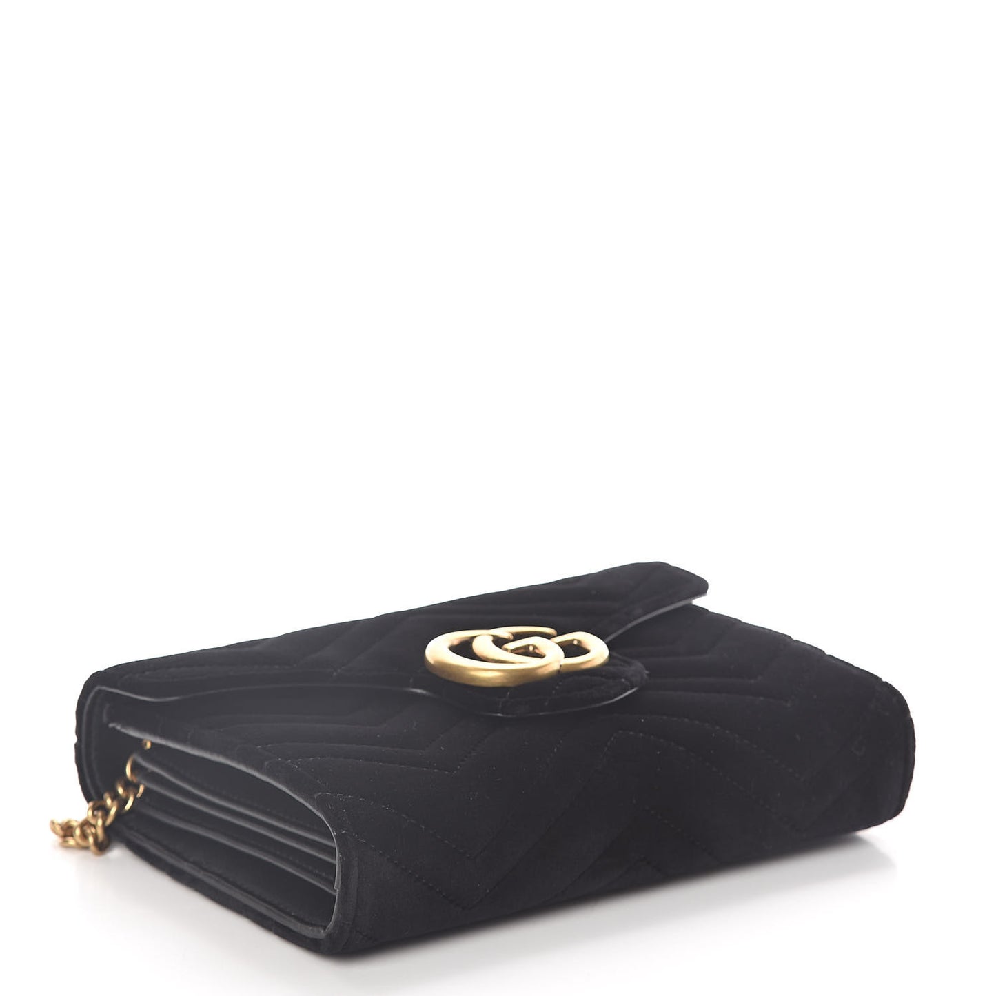 Velvet Matelasse GG Marmont Chain Wallet Black