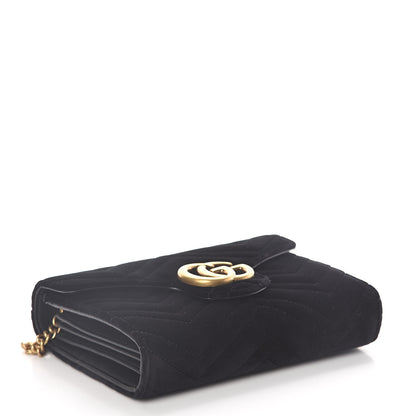 Gucci Velvet Matelasse GG Marmont Chain Wallet Black 4 of 10