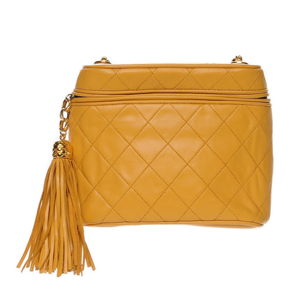 Chanel Lambskin CC Tassel Shoulder Bag Yellow 1 of 8