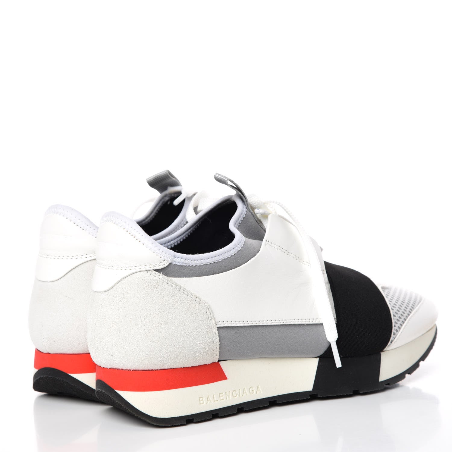 Balenciaga Mesh Calfskin Neoprene Suede Womens Race Runner Sneakers 36 White Black Gris 4 of 9