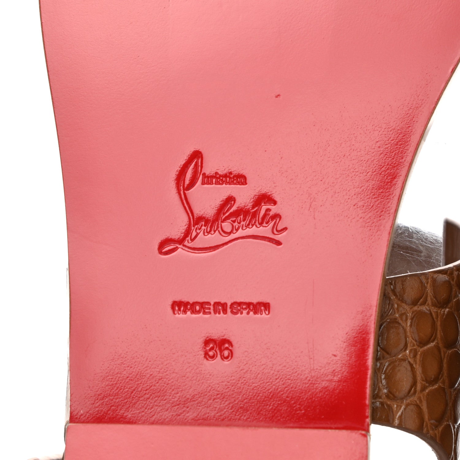 Christian Louboutin Calfskin Crocodile Embossed Cubongo Sandals 36 Light Brown 6 of 7