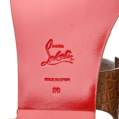 Christian Louboutin Calfskin Crocodile Embossed Cubongo Sandals 36 Light Brown 6 of 7