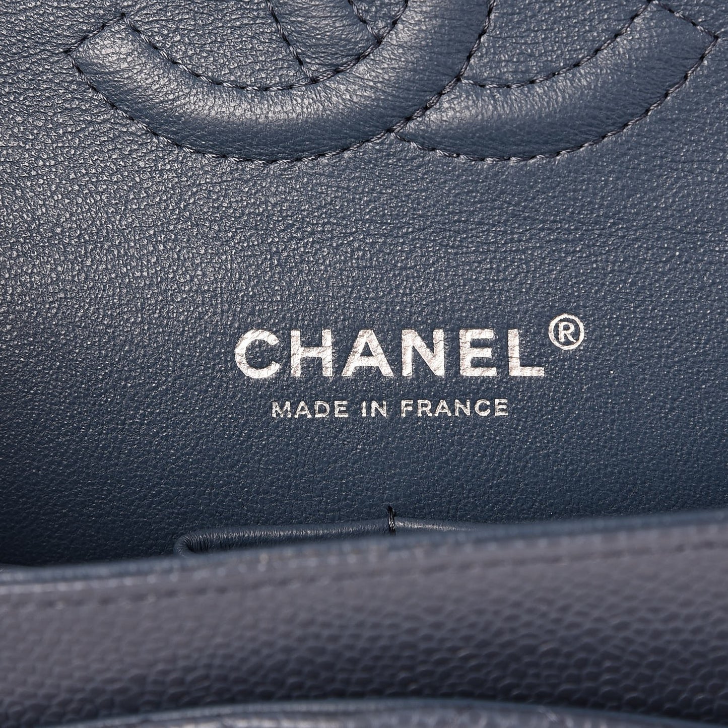 Caviar Quilted Medium Double Flap Blue