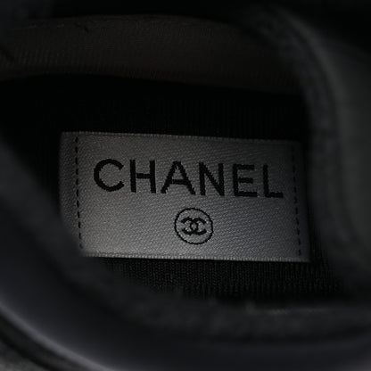 Chanel Fabric Calfskin Suede CC Sneakers 38 Black 6 of 8