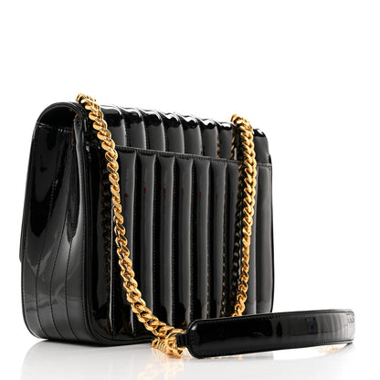 Saint Laurent Patent Matelasse Monogram Large Vicky Chain Bag Black 3 of 10