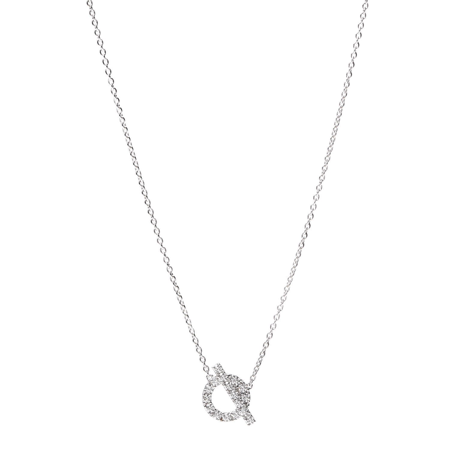 Hermes 18K White Gold Diamond Finesse Pendant Necklace 1 of 6